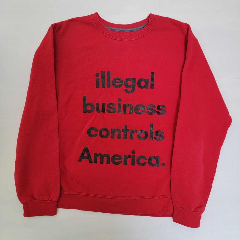 Athletic Works Unisex Small Red Illegal Business Controls America Sweatshirt S